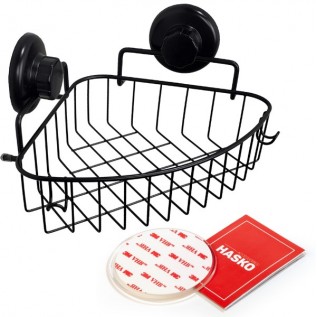 Suction Cup Corner Shower Caddy (1 tier) HA-73131 MBK (BLACK)